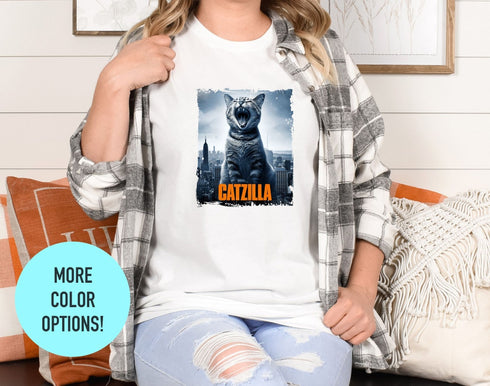 Catzilla T-shirt | Funny Cat Outfit | Cat Lover Shirt | Godzilla Parody Apparel | Kawaaii Cat Shirt | Bobacat Tee | Animal Lover T-shirt
